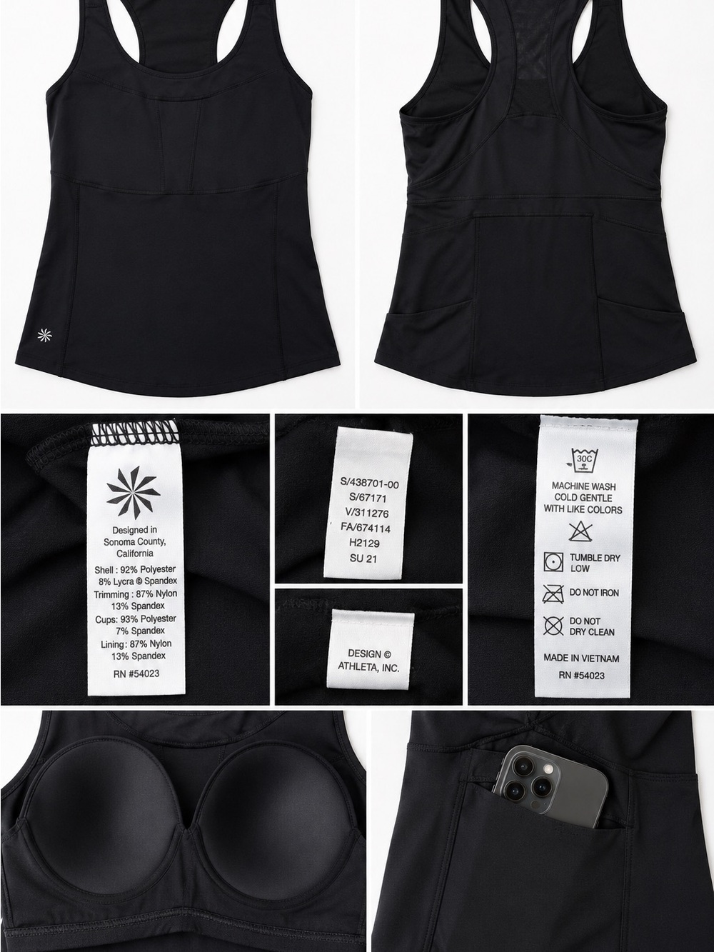 Athleta PR Tank 2 Built In Bra Running Tank in Black